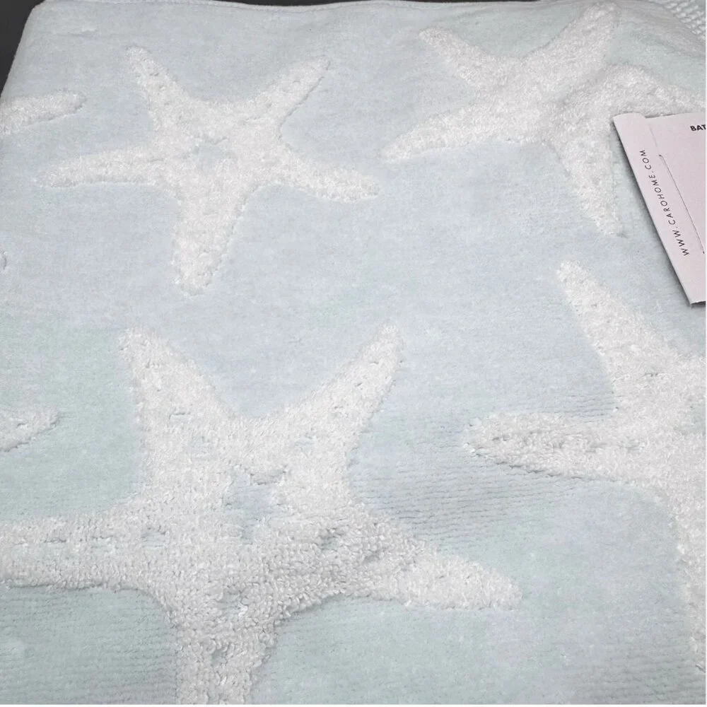 4pc Caro Home Light Blue Starfish 2 Bath 2 Hand Towel Set Ocean Coastal Beach